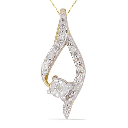 0.04 CT G-H, i2-i3, WHITE DIAMOND DOUBLE-CUT GOLD PLATED STERLING SILVER PENDANTS WITH MAGICAL TIKLI SETTING #VP016302